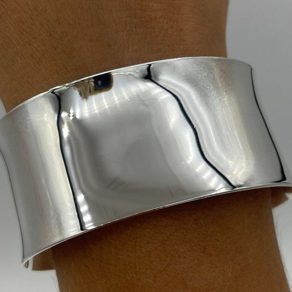 New 925 sterling mirror finish large scale cuff, statement piece, classic style - Picture 3 of 4